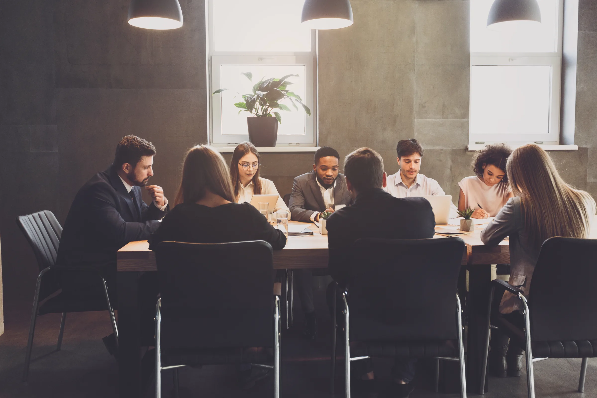 Legal team reviewing a matter together